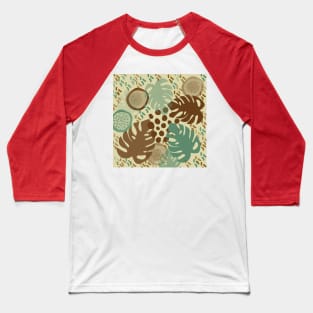 Monstera Plant Leaves Abstract Brown Tan Sage Green Baseball T-Shirt